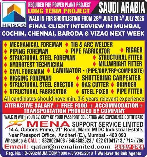 Long-Term Power Plant Jobs – Saudi Arabia 