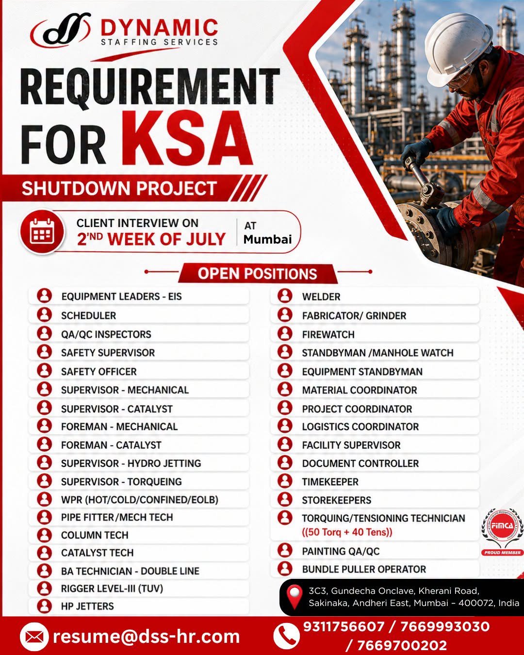 Saudi Arabia Shutdown Project Jobs 2026 – Multiple Oil & Gas Vacancies 
