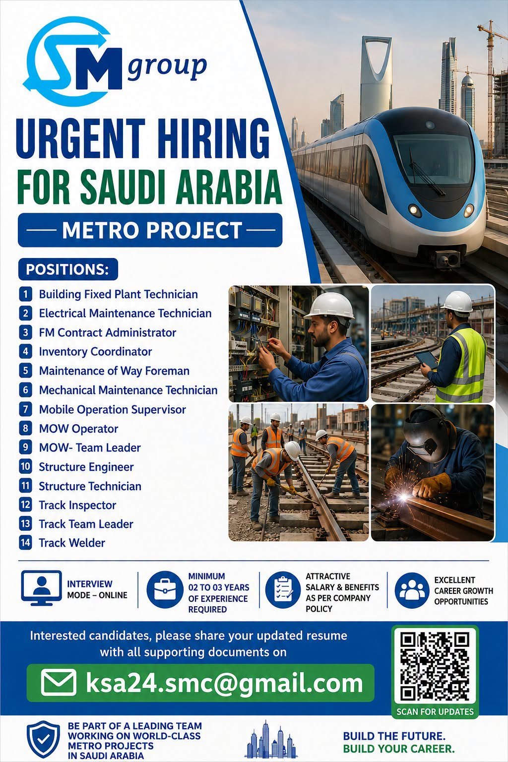 Urgent Hiring for Saudi Arabia – Metro Project 