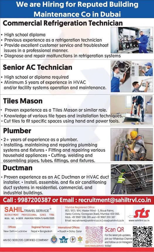 Hiring for Dubai – Required for Reputed Company in Dubai