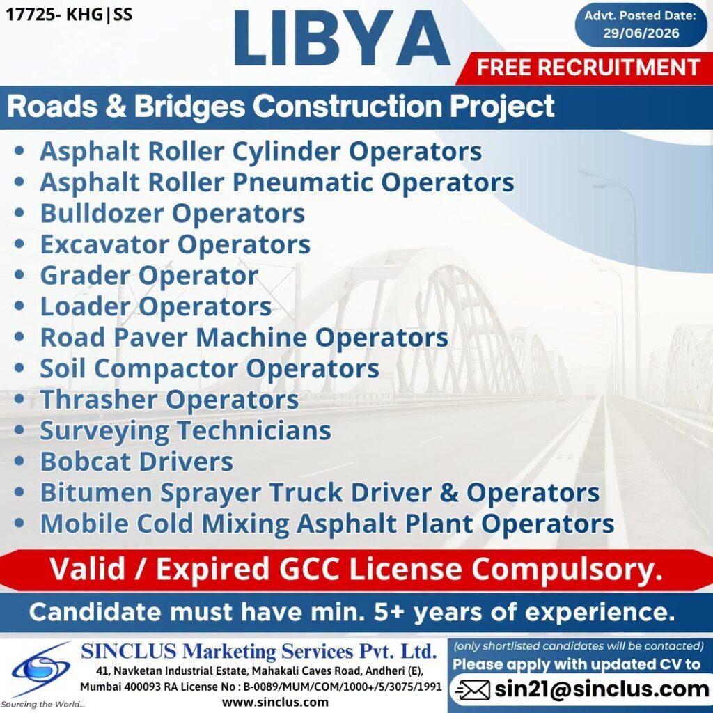 Libya Roads & Bridges Construction Jobs 2026 – Apply Now