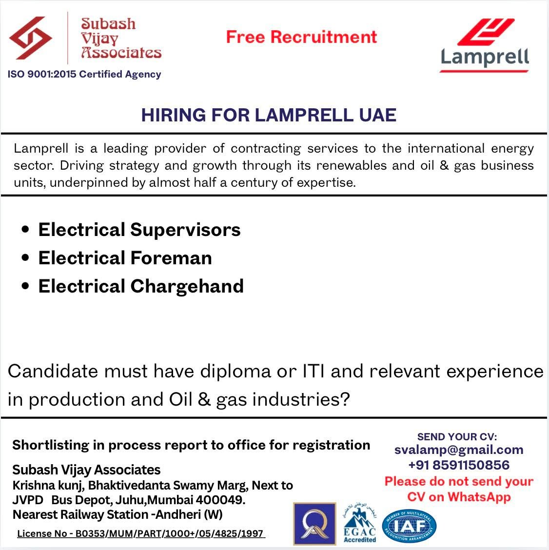 Lamprell UAE Jobs 2026 – Free Recruitment 