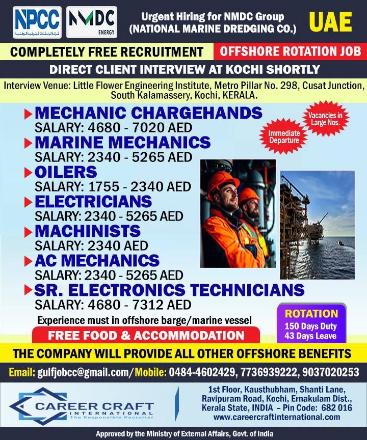 UAE Offshore Jobs 2026 – NMDC Group Recruitment | Free Recruitment for Marine & Offshore Professionals