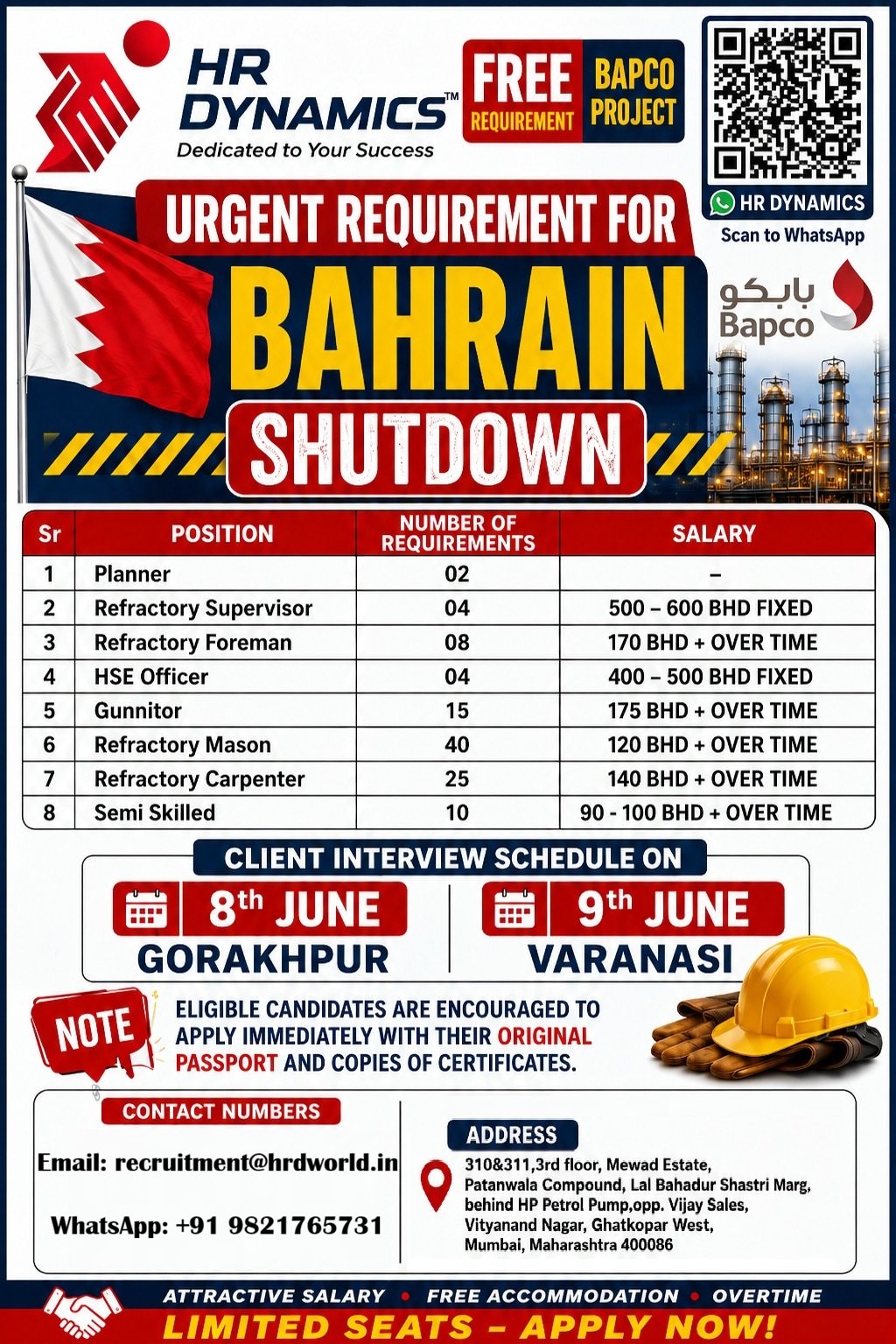 Bahrain Shutdown Jobs 2026 – BAPCO Project Hiring 