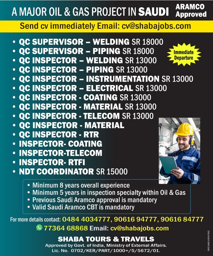 Saudi Aramco Oil & Gas Project Jobs 2026 – Hiring Urgently