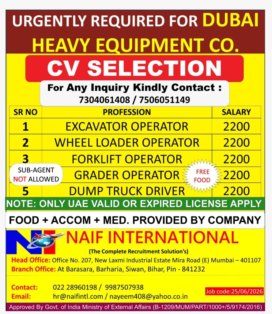 Dubai Heavy Equipment Company Jobs 2026 – Apply Now