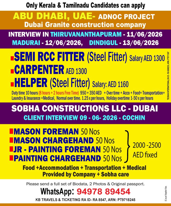 UAE Construction Jobs 2026 – Apply Now