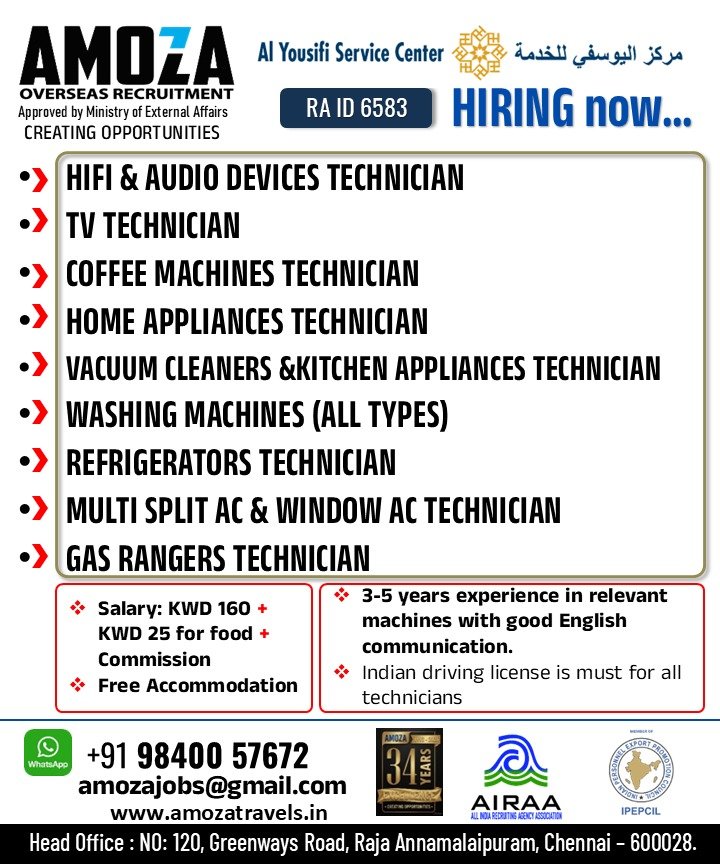 Kuwait Jobs 2026 – Hiring Now for Al Yousifi Service Center | Free Accommodation