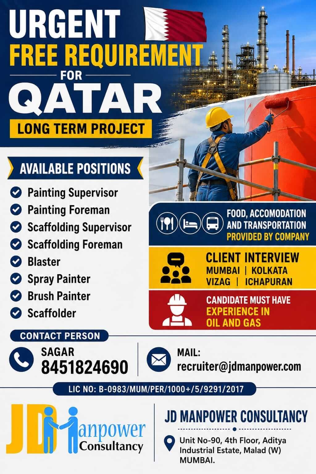 Qatar Oil & Gas Project Jobs 2026 – Free Recruitment for Long-Term Project