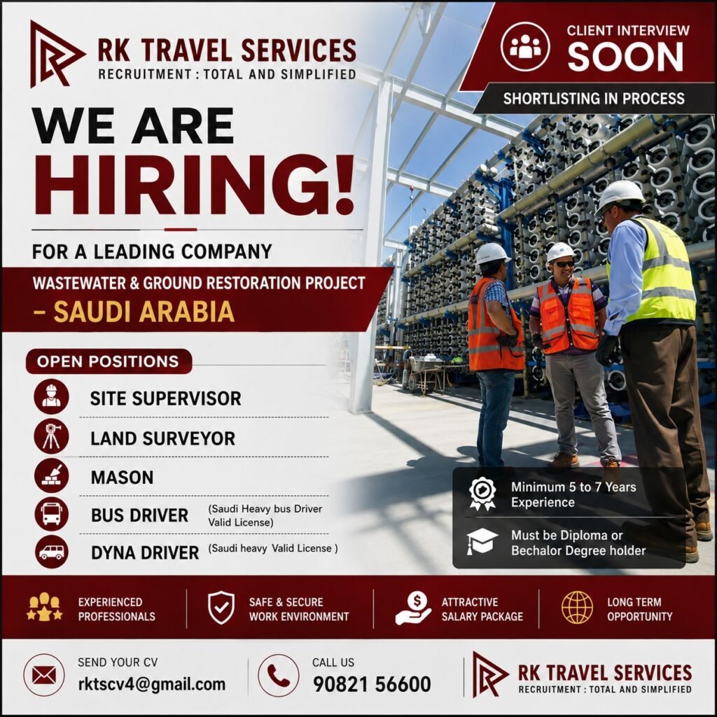 Saudi Arabia Wastewater & Ground Restoration Project Jobs 2026 – Apply Now