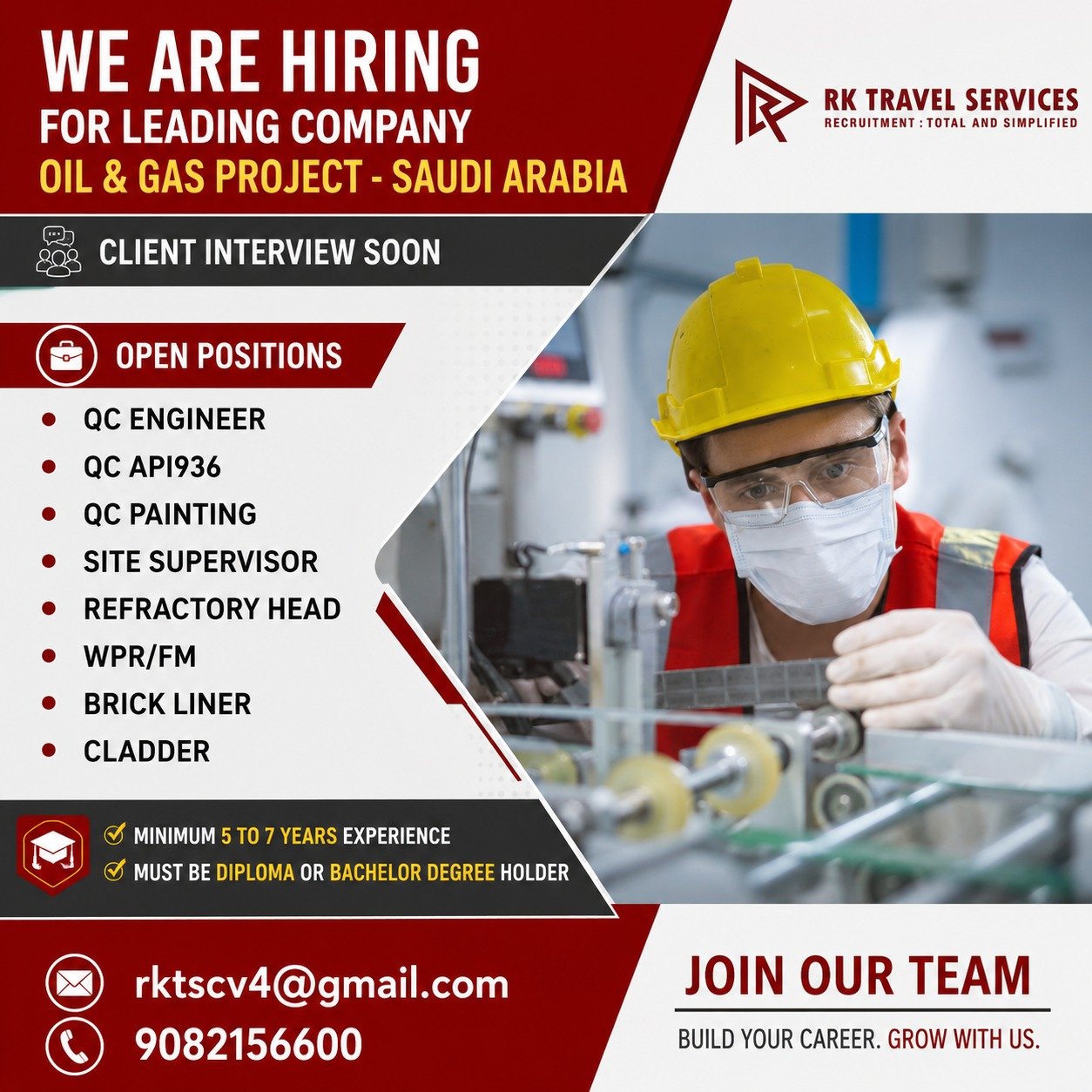 Saudi Arabia Oil & Gas Project Jobs 2026  | Client Interview Soon