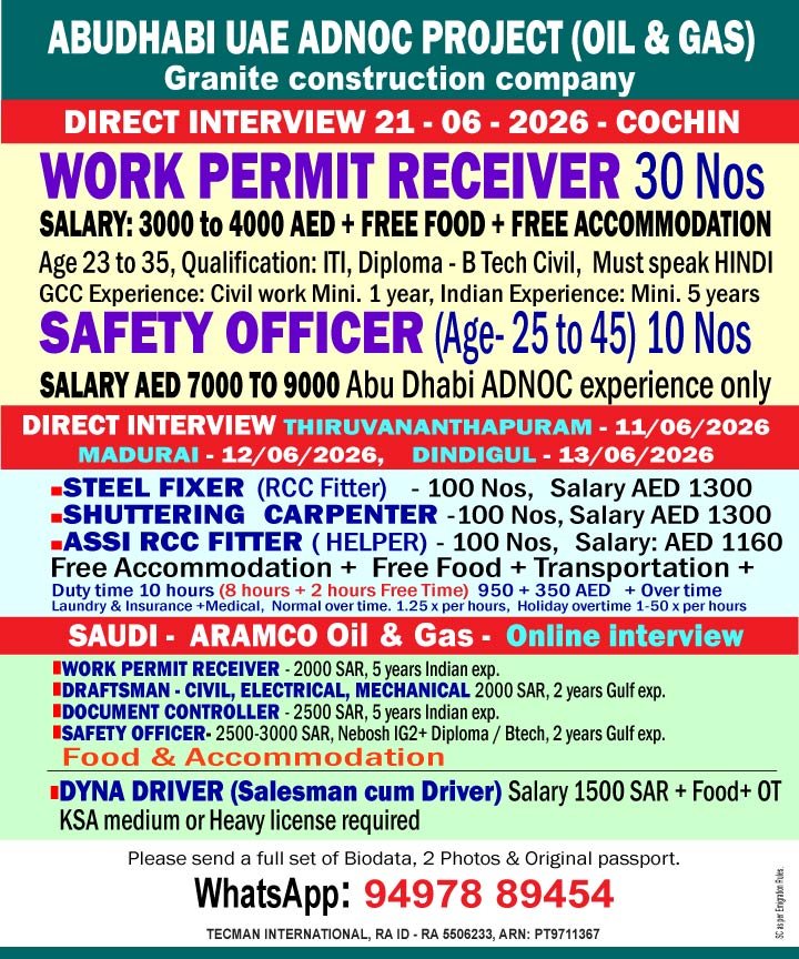 Oil & Gas Jobs in UAE and Saudi Aramco Jobs 2026 | Direct Interviews for Multiple Positions