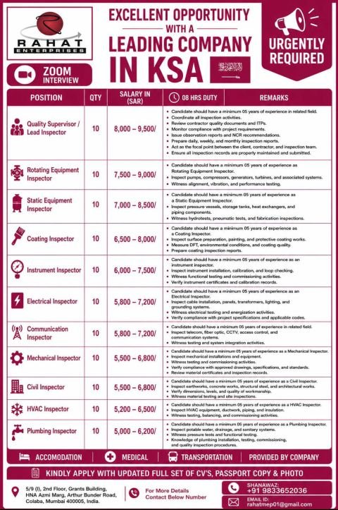 Excellent Job Opportunity in Saudi Arabia  | Maintenance Project | Zoom Interview | Immediate Mobilization