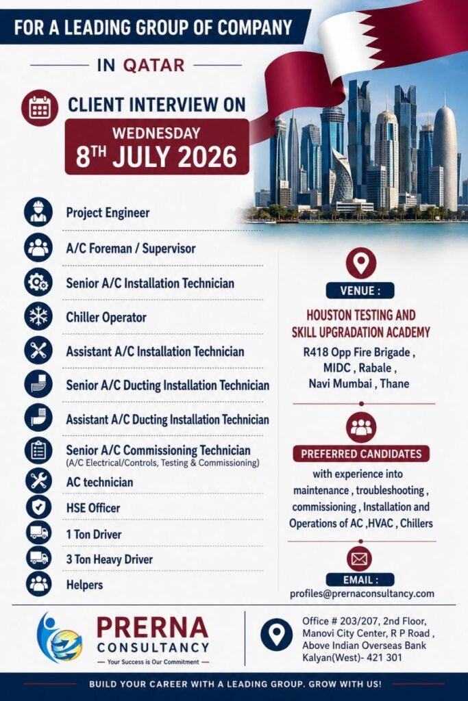 Qatar HVAC & Engineering Jobs 2026 | Client Interview | Multiple Vacancies