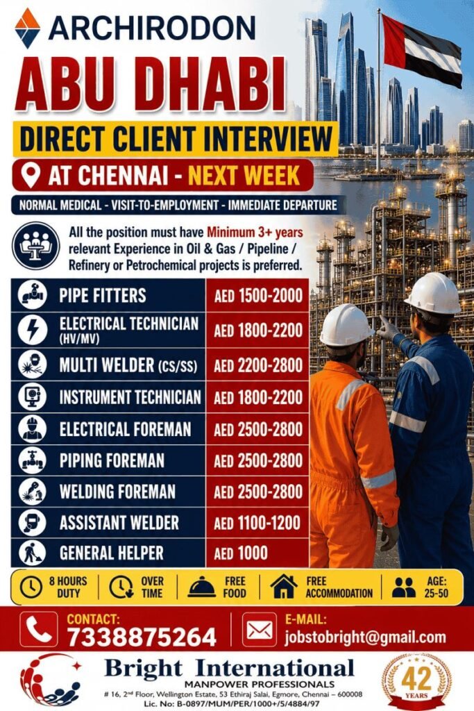 Archirodon Abu Dhabi Recruitment 2026 | UAE Oil & Gas Jobs