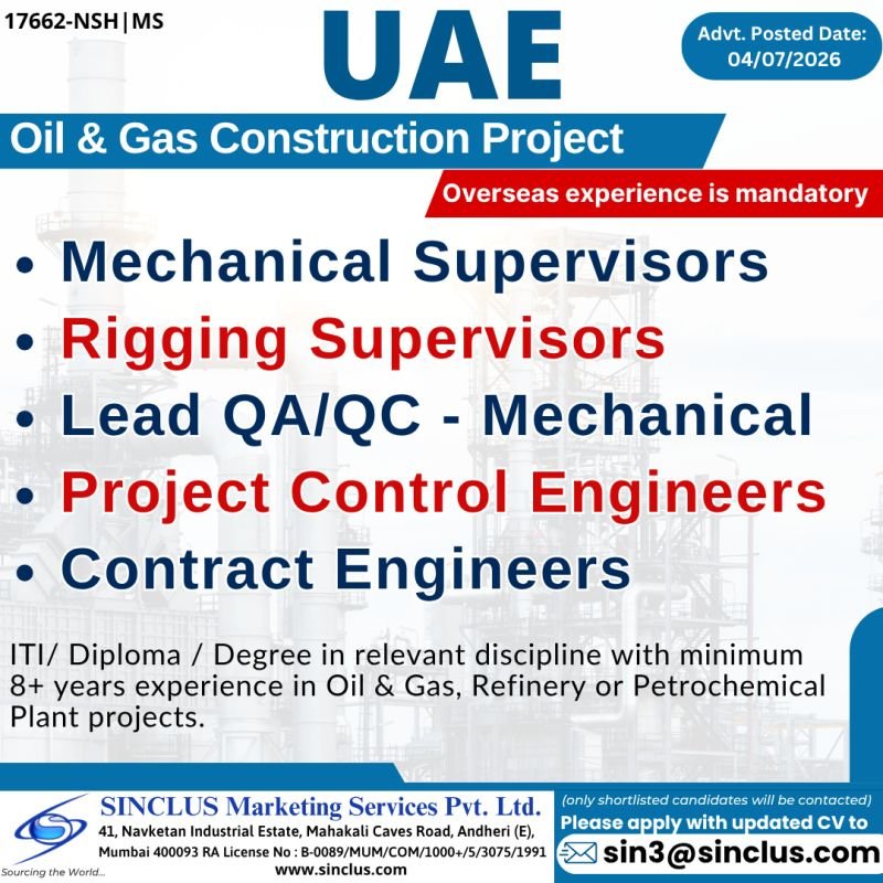 UAE Oil & Gas Construction Project Jobs 2026 – Apply Today