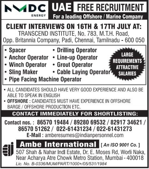 UAE Offshore & Marine Jobs | FREE Recruitment 