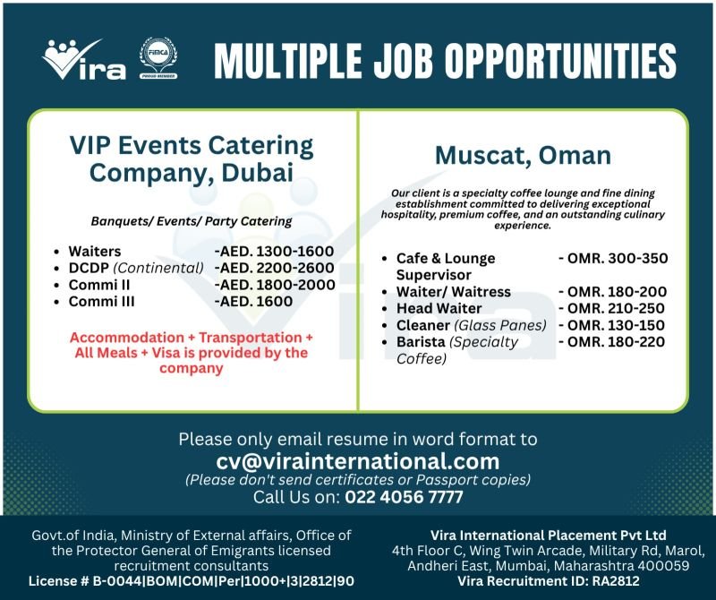 Dubai & Oman Hospitality Jobs 2026 | Multiple Job Opportunities