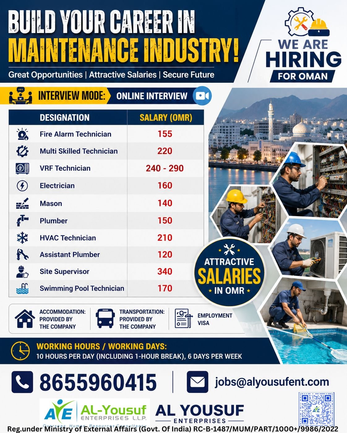 Hiring for Oman | Maintenance Industry | Online Interview