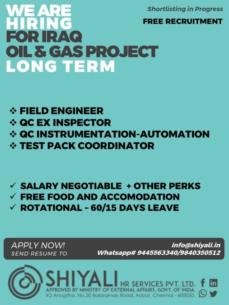 Iraq Oil & Gas Project Jobs 2026 | Free Recruitment