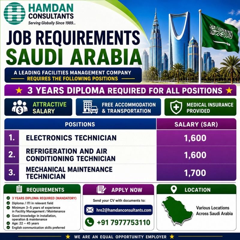 Saudi Arabia - Hiring Urgent For Facility Management Company Saudi Arabia - Hiring Urgent For Facility Management Company