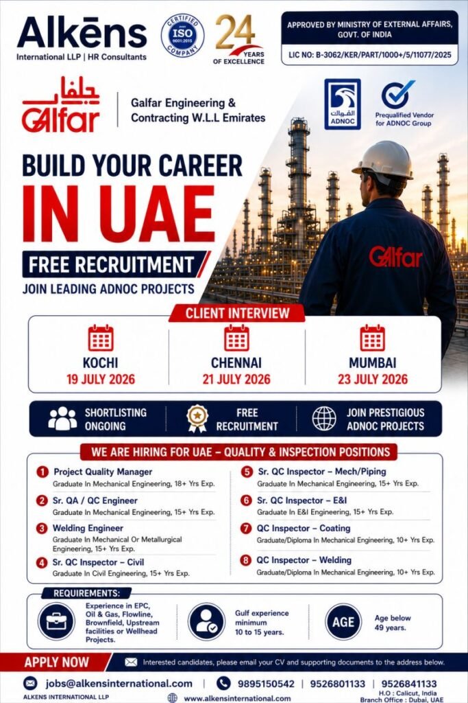 UAE Galfar Engineering & Contracting Jobs 2026 – Free Recruitment 