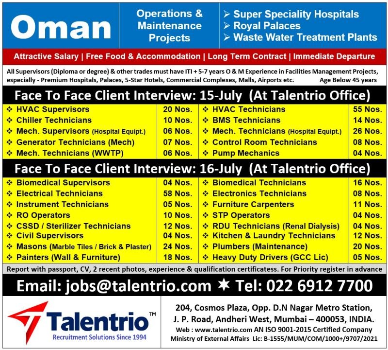 Oman Operations & Maintenance Jobs 2026 | Long-Term Project Vacancies