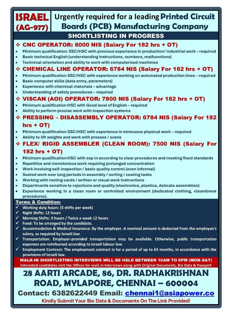 Israel PCB Manufacturing Company Jobs 2026 – Apply Now