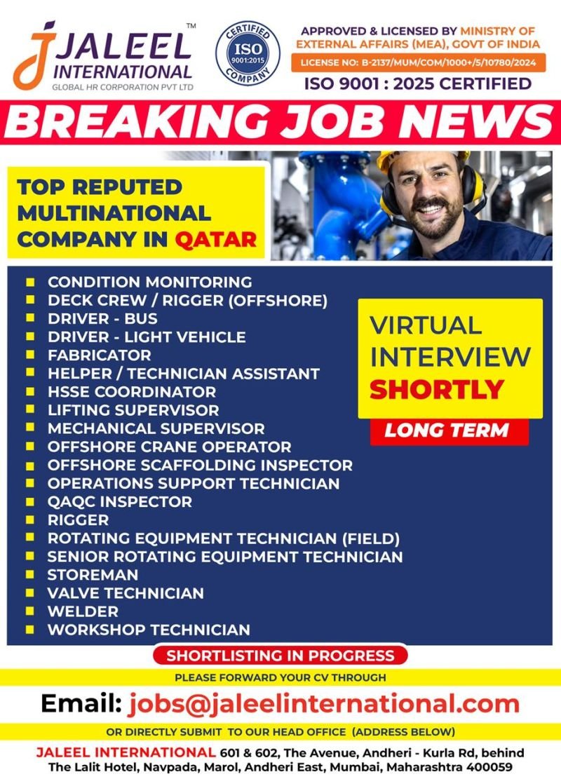 Qatar Oil & Gas Long-Term Project Jobs 2026 – Virtual Interview 
