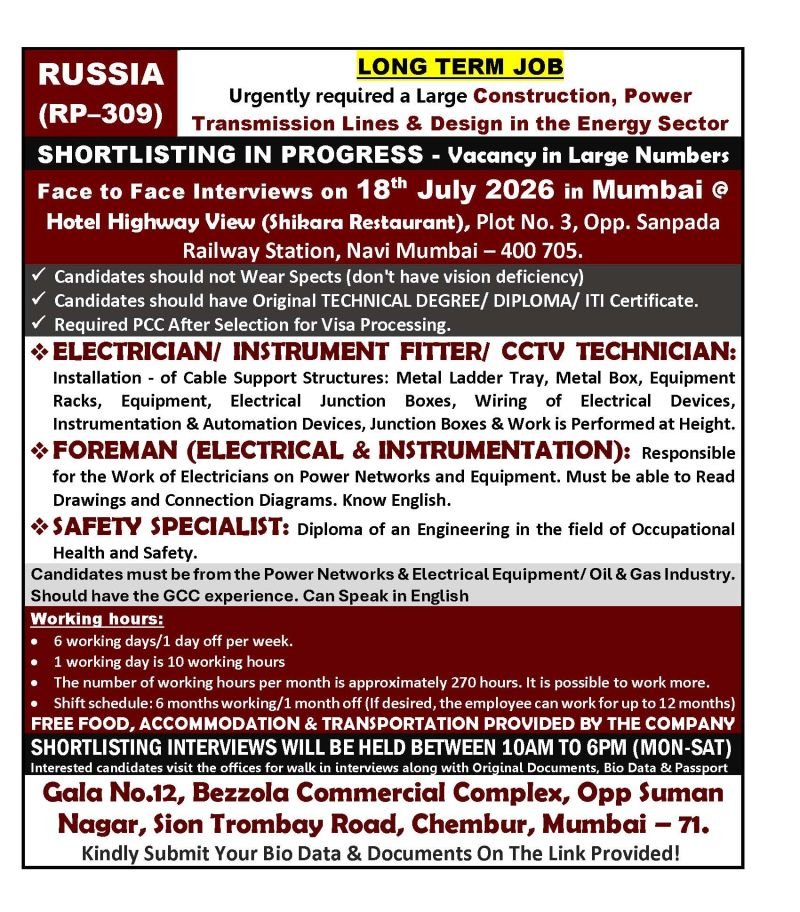 Russia Power Transmission & Energy Sector Jobs 2026 