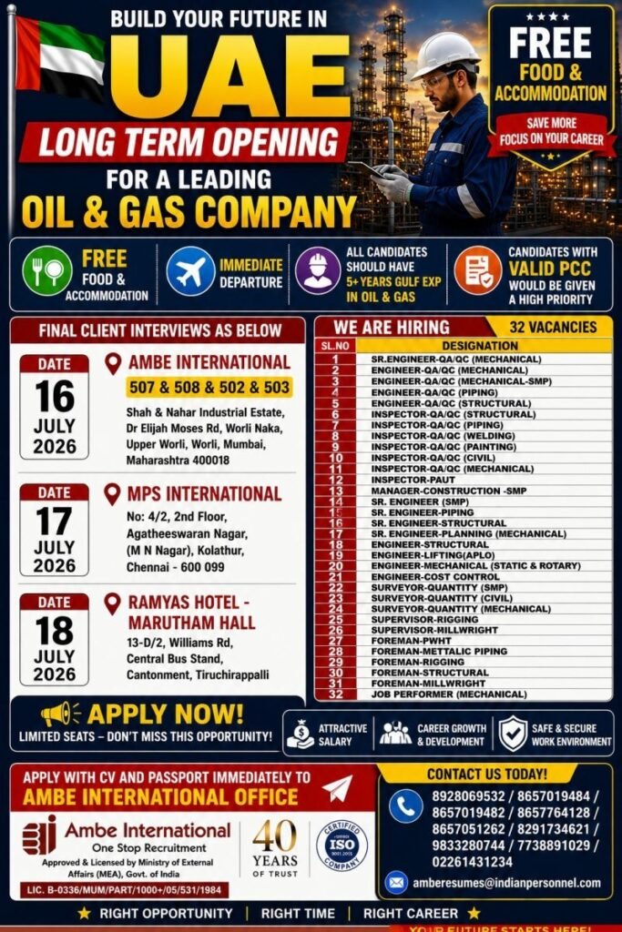 UAE Oil & Gas Hiring | Long-Term Opportunity 