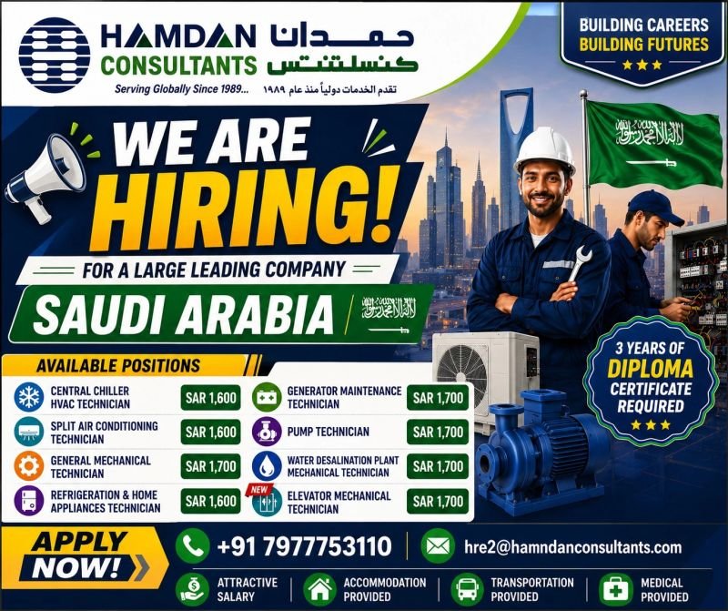 hiring for a Leading company in Saudi Arabia hiring for a Leading company in Saudi Arabia