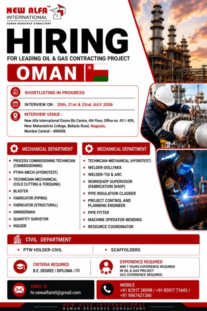 Oman Oil & Gas Contracting Project Jobs 2026 | Multiple Vacancies 