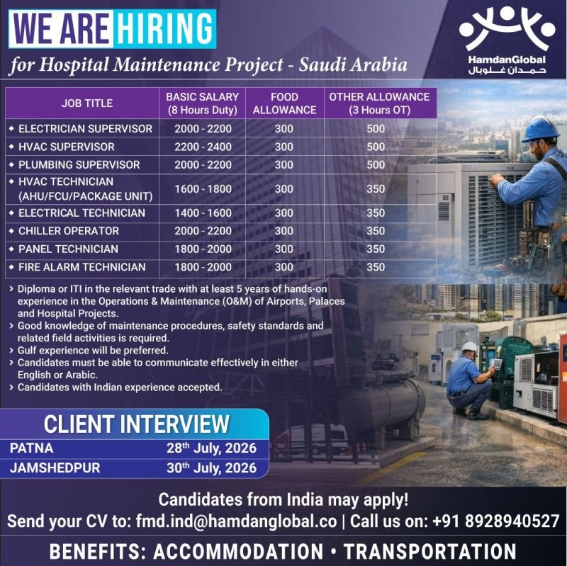 hiring for Hospital Maintenance Project - Saudi Arabia hiring for Hospital Maintenance Project - Saudi Arabia