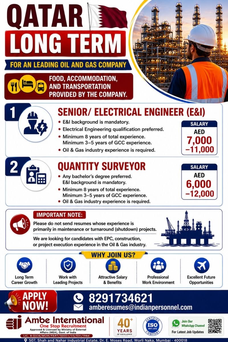 Qatar Long Term Oil & Gas Jobs - Apply Now