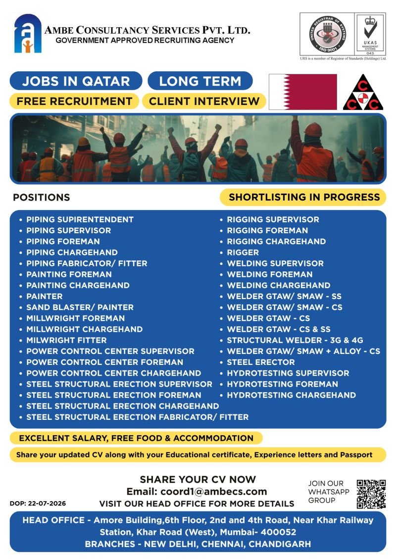 Qatar Oil & Gas Jobs 2026 | Free Recruitment | Long-Term Project 