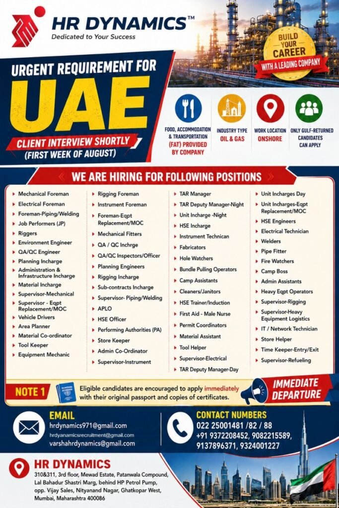 UAE Oil & Gas Jobs 2026 | 80+ Vacancies | Apply Now