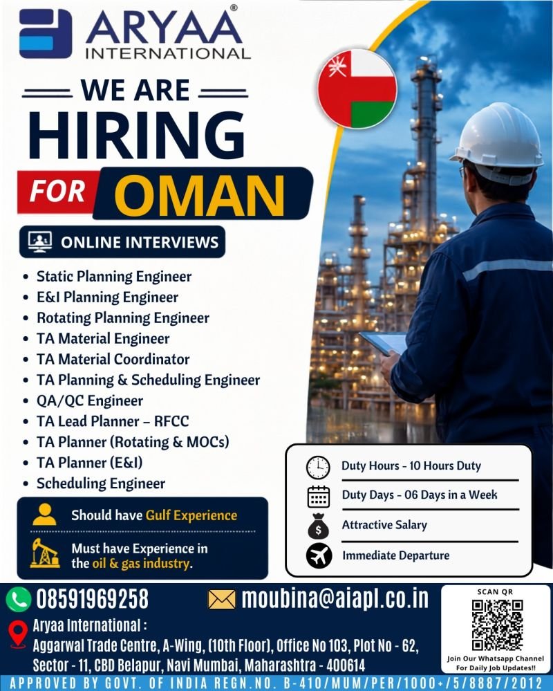 Oman : hiring Oil & Gas professionals for a leading client Oman : hiring Oil & Gas professionals for a leading client
