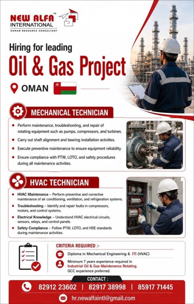 Oman - Hiring For leading Oil & Gas Project - Apply now