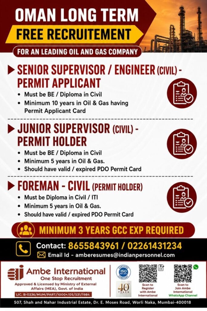 Exciting Long-Term Job Opportunities in Oman – Oil & Gas Sector 