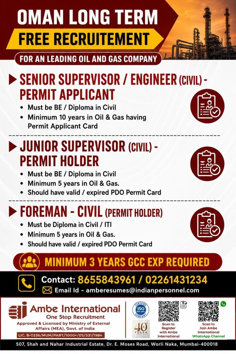 Exciting Long-Term Job Opportunities in Oman – Oil & Gas Sector 