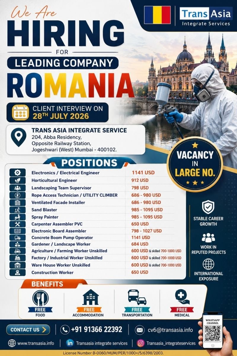 Romania Jobs 2026 | Urgent Recruitment | Apply Now