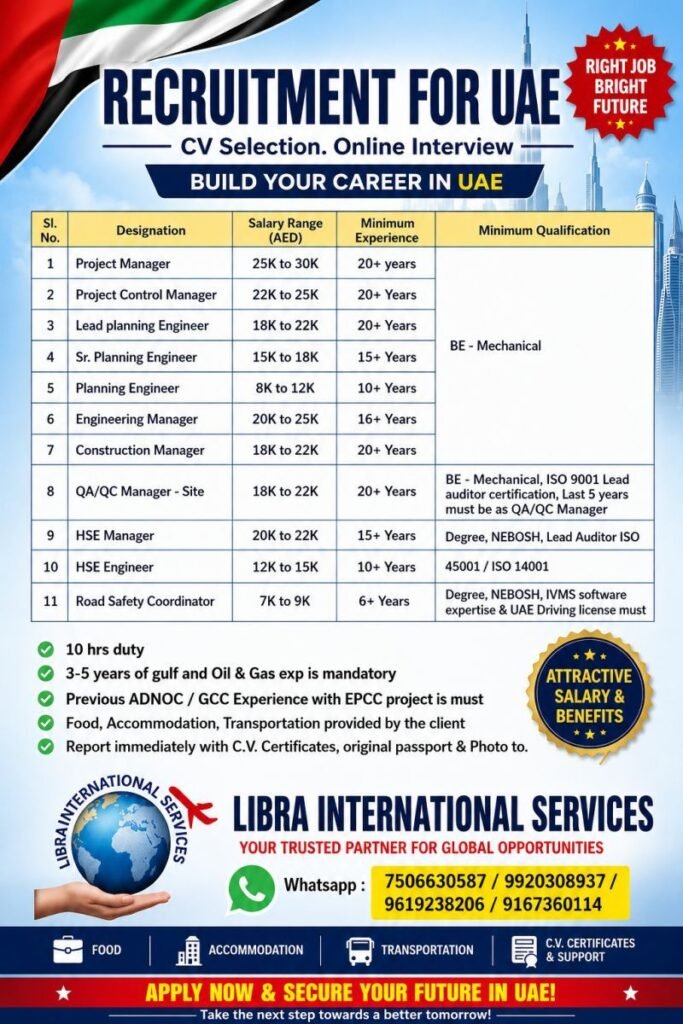 Recruitment for UAE | Online Interview | CV Selection 