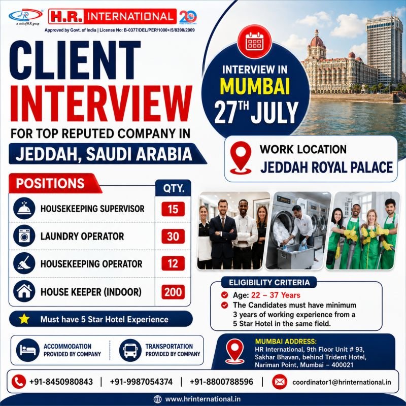 Hiring for Top Reputed Company – Jeddah Royal Palace, Saudi Arabia Hiring for Top Reputed Company – Jeddah Royal Palace, Saudi Arabia
