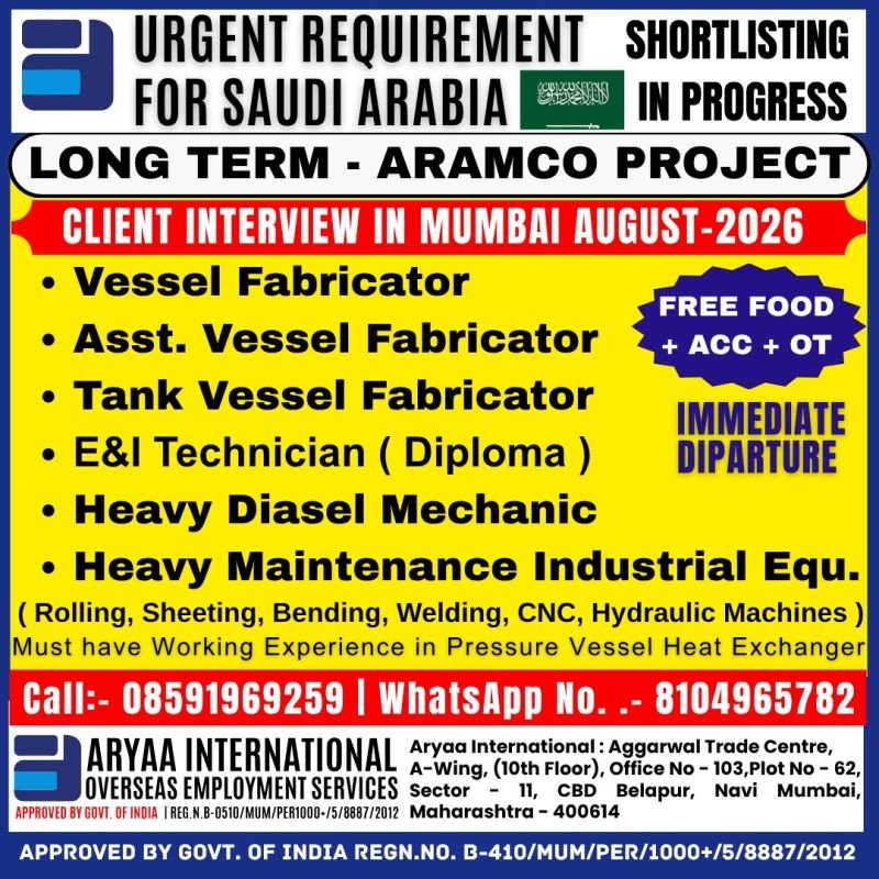 Saudi Arabia Aramco Project Jobs 2026 | Multiple Vacancies