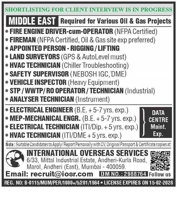 Middle East Oil & Gas Jobs 2026 | Multiple Technical Vacancies
