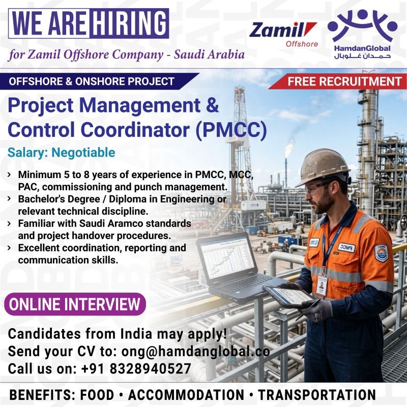 hiring for Zamil Offshore Company - Saudi Arabia