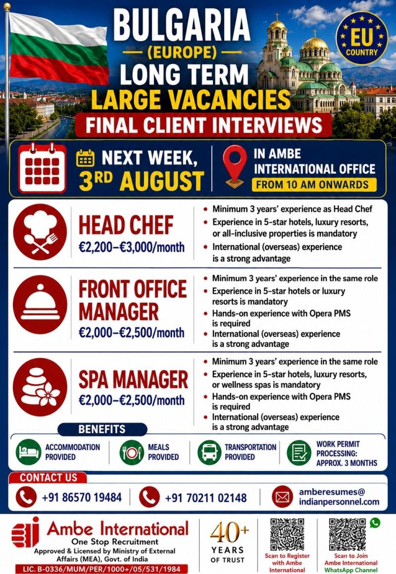 Bulgaria (Europe) – Long-Term Hospitality Careers 