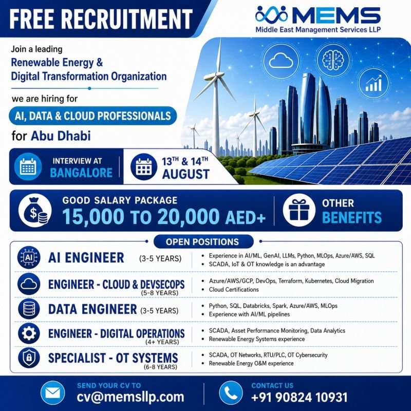 UAE Jobs - Join a leading Renewable Energy & Digital Transformation Organization.