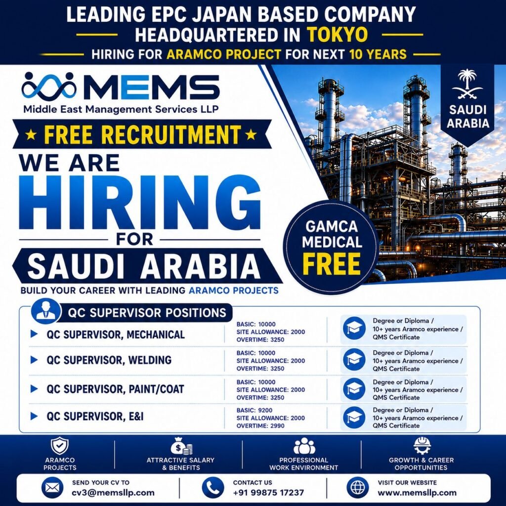 hiring for a 10-Year Aramco Project in Saudi Arabia. hiring for a 10-Year Aramco Project in Saudi Arabia.
